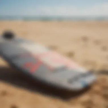 Close-up of a kite board on sandy terrain