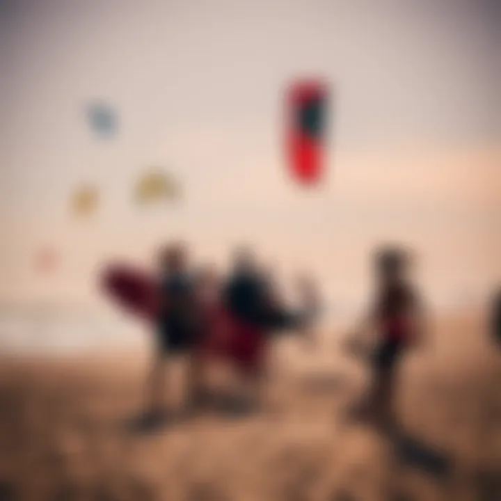 Local kite surfing community enjoying the beach