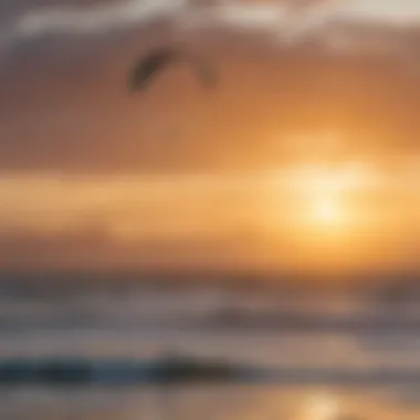 Stunning view of kite surfers riding the waves at sunset in Cape Town