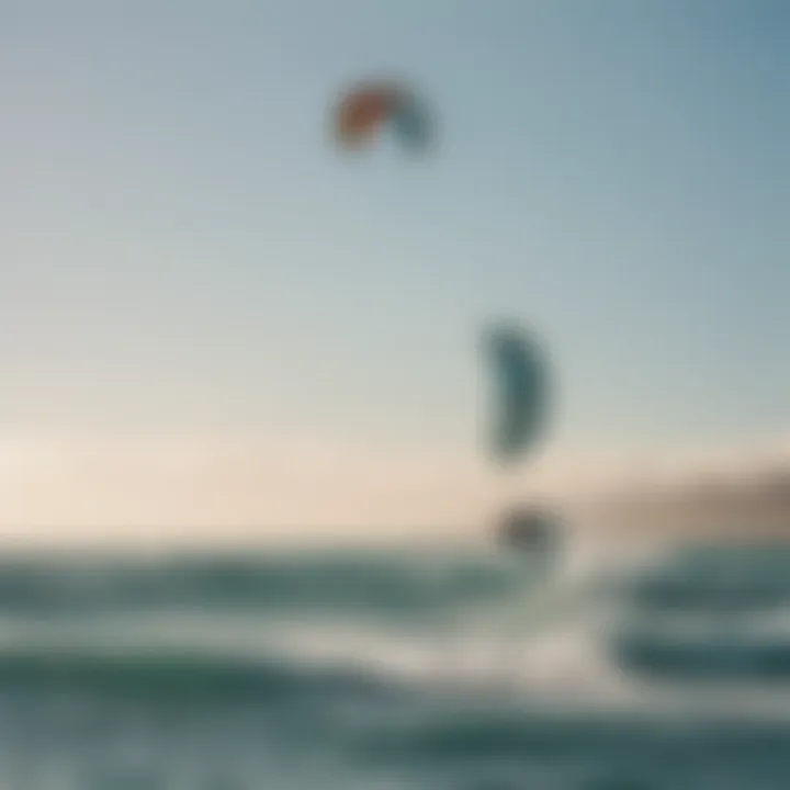 Experienced kite surfers performing tricks against the vibrant backdrop of the ocean