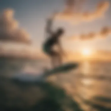 Breathtaking sunset view from a kite surfer's perspective