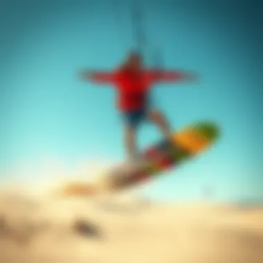 Dynamic land kite surfing action