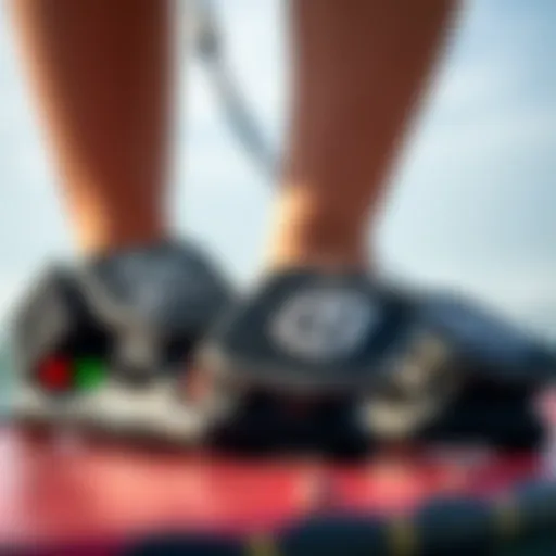 Detailed view of various kiteboard strap designs showcasing comfort and support