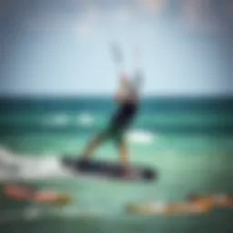 Kiteboarding technique demonstration