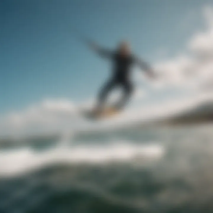 A satisfied kiteboarder enjoying a day on the water with their foil pumping board