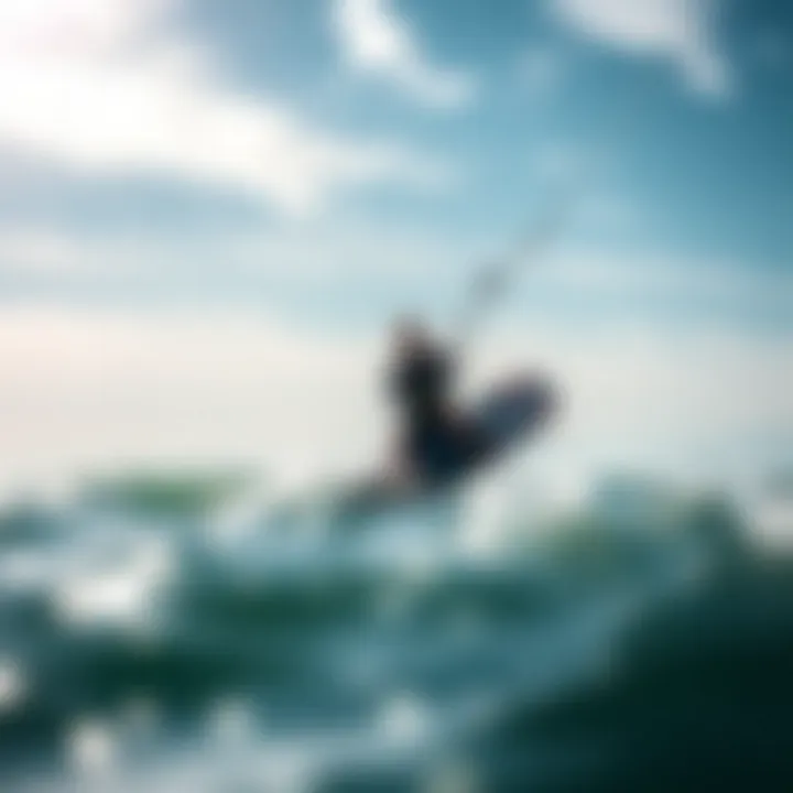 Stabilizer in Action During Challenging Winds Kiteboarder navigating through turbulent winds with the stabilizer in action