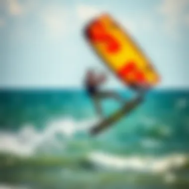 Performing Tricks with F1 Kites Kiteboarder executing a trick with F1 kite in action