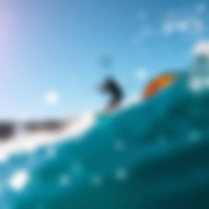 Maneuvering the Waves of St. Martin A kiteboarder skillfully maneuvering through waves near St. Martin's vibrant shoreline