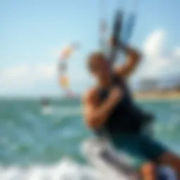 Kiteboarding lesson in action