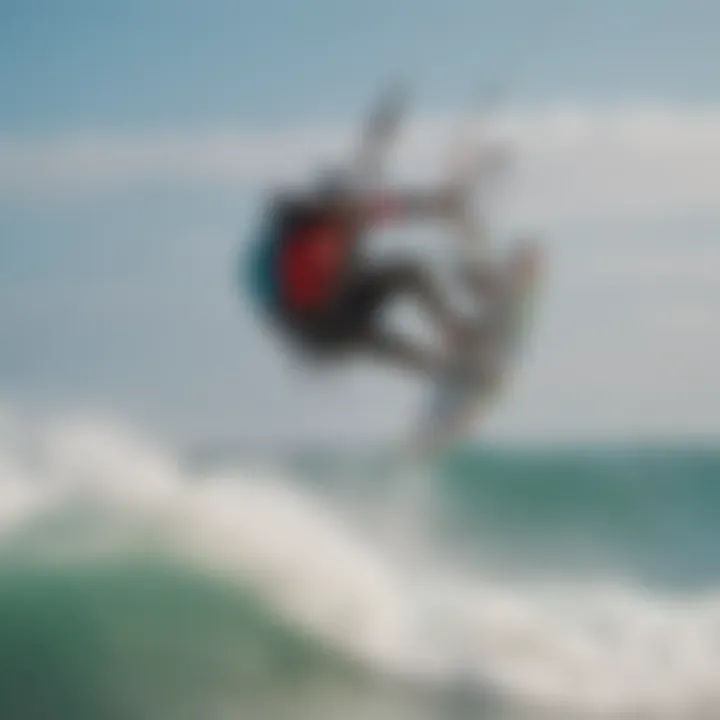 An aerial view of kiteboarders riding the enchanting waves