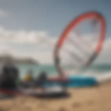 Comprehensive View of Kiteboarding Equipment Kiteboarding gear overview with various components