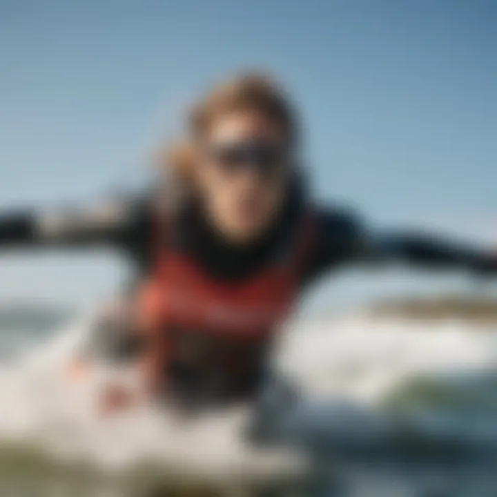 Kiteboarder wearing specialized eyewear on the water