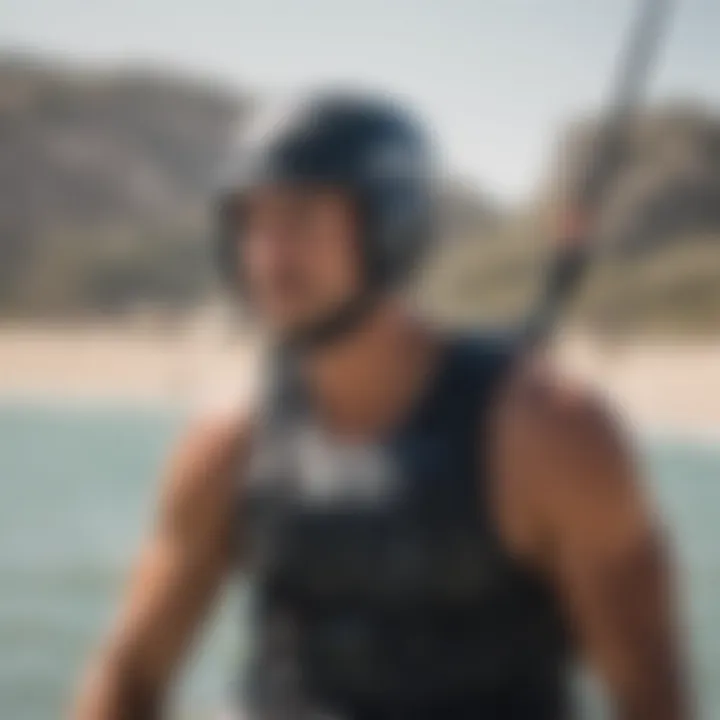 Close-up of a kiteboarding harness and its functionality