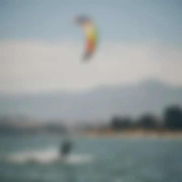 Scenic kiteboarding spot by the shore