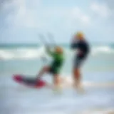 Kiteboarding beginner lesson on the beach