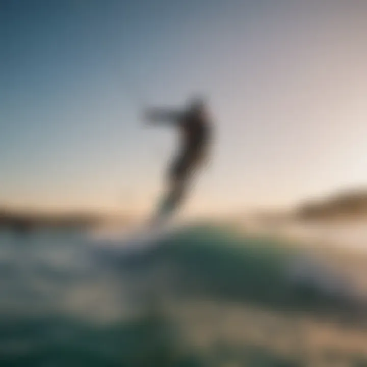 Kiteboarder executing a seamless transition on the water