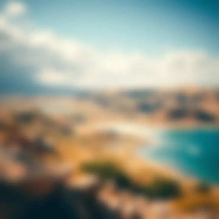 Exploring Varied Terrains A picturesque landscape showcasing diverse terrains suitable for land kiteboarding