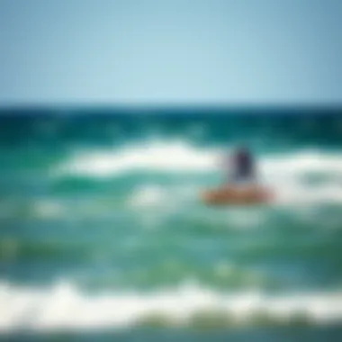 Kiteboarding in action with strong Texas winds