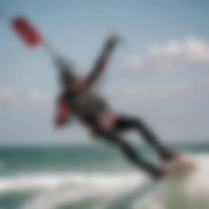 An expert kiteboarder in action, demonstrating the sport's thrill and excitement.