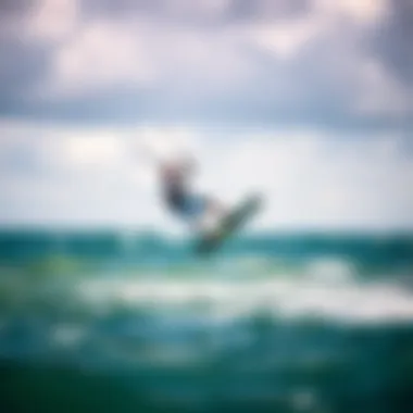 An expert kiteboarder demonstrating advanced flying techniques in windy conditions.