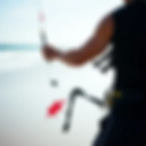 Premium Kitesurf Harness A kitesurfer showcasing a high-quality harness on the beach