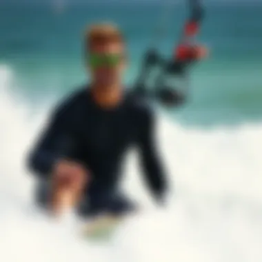 Kitesurfer Wearing Sunglasses Riding the Waves Kitesurfer wearing sunglasses while riding the waves