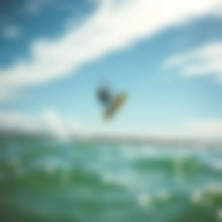 Aerial Tricks in Sarasota Kitesurfing A kitesurfer performing an aerial trick above clear waters