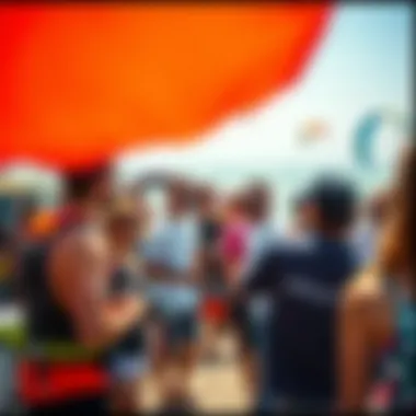 Kitesurfing Community Event A vibrant kitesurfing community gathering during a local event