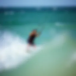 Kitesurfing action on the waves of Portugal