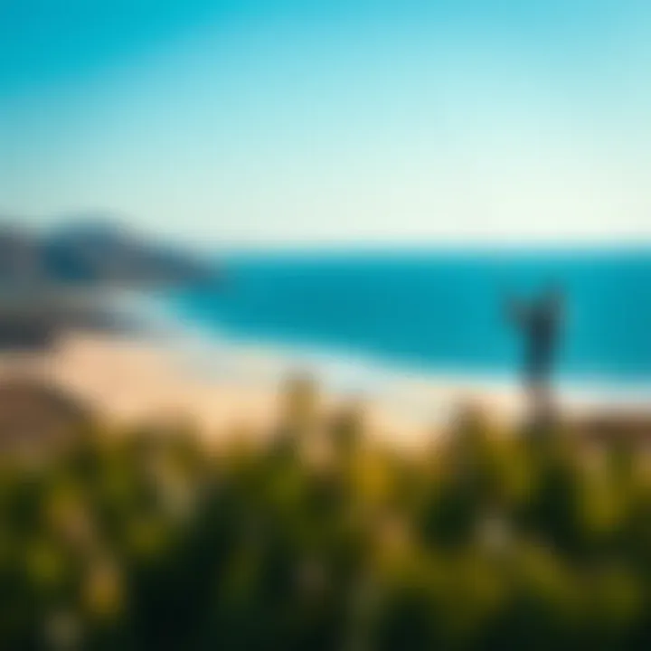 Stunning Kitesurfing Beach Landscape Scenic view of a popular kitesurfing beach