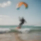 Kitesurfing lesson in action on the beach