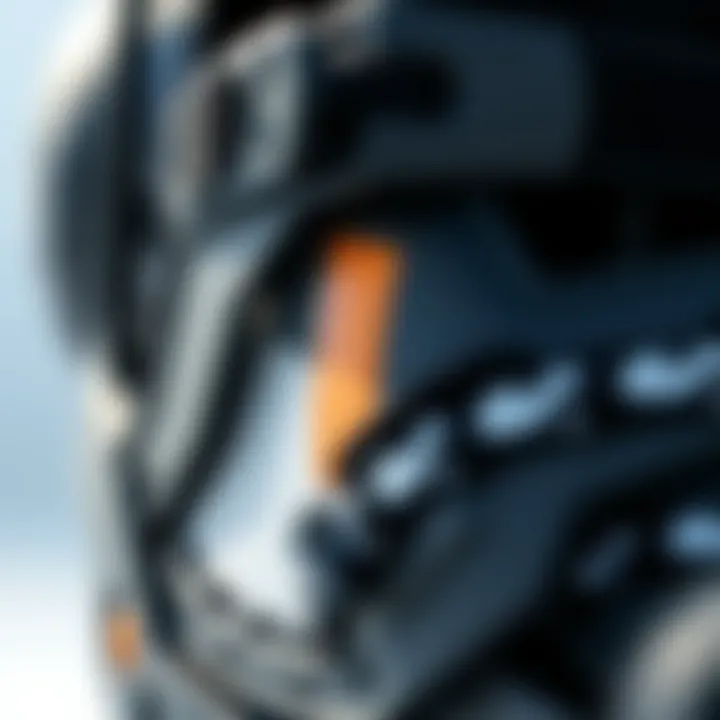 Safety and Comfort Features of Liquid Force Bindings Detailed image of binding features emphasizing safety and comfort