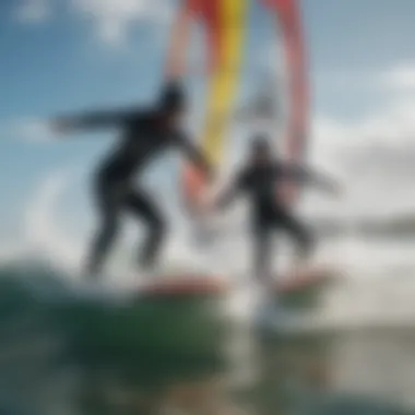 Enthusiastic riders utilizing Liquid Surf and Sail equipment on the water