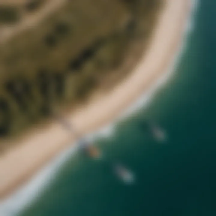 An aerial view of kiteboarders using the Litewave Wing in diverse settings.