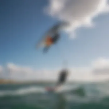 The Litewave Wing in Action: Kiteboarding Adventure The Litewave Wing in action during a kiteboarding session on the water.