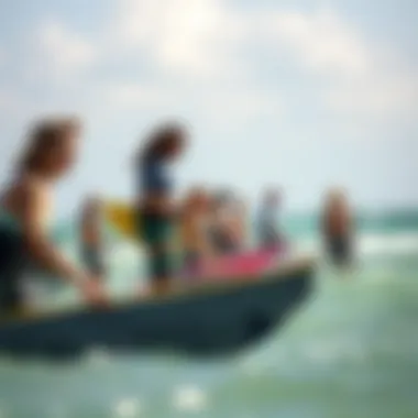 A diverse group of kite surfers enjoying the sport