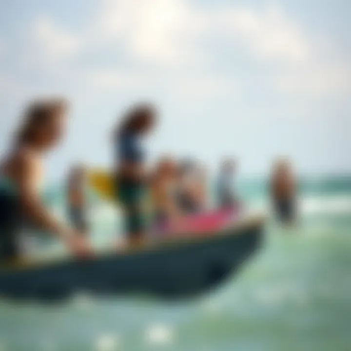 A diverse group of kite surfers enjoying the sport