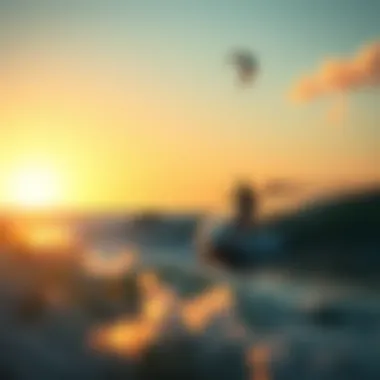 Breathtaking kite surfing location at sunset