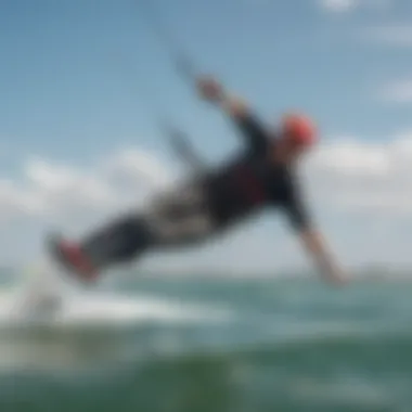 Dynamic kiteboarding action on the water