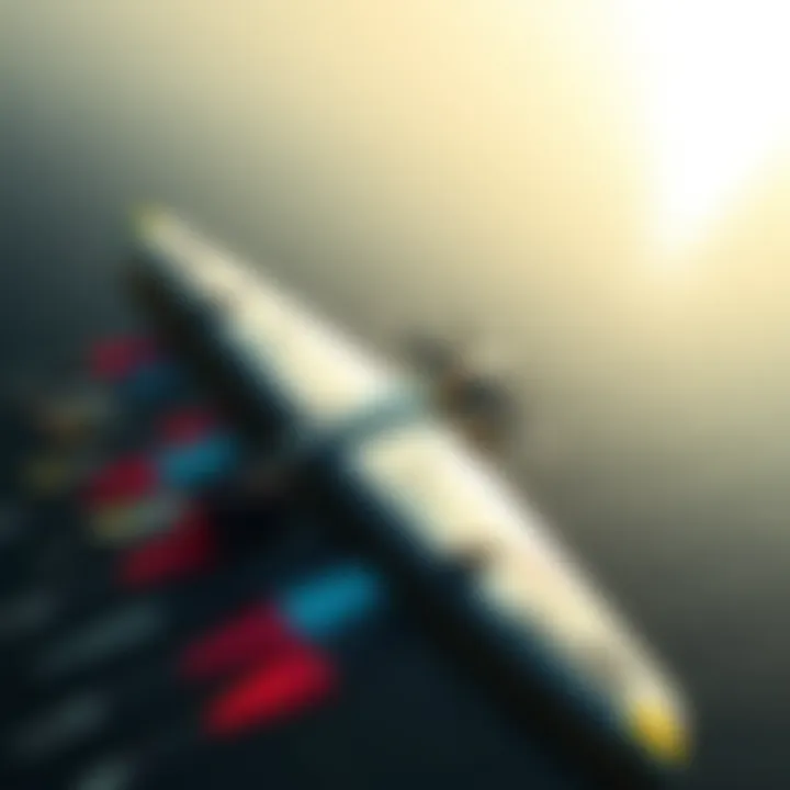 Aerial view showcasing wing foiling gear laid out