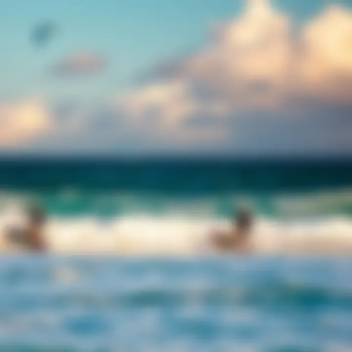 Stunning view of kitesurfers on the waves