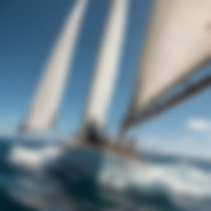 A skilled sailor navigating the wind and waves under a clear blue sky.