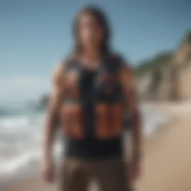 Stylish Mystic Impact Vest displayed against a beach backdrop