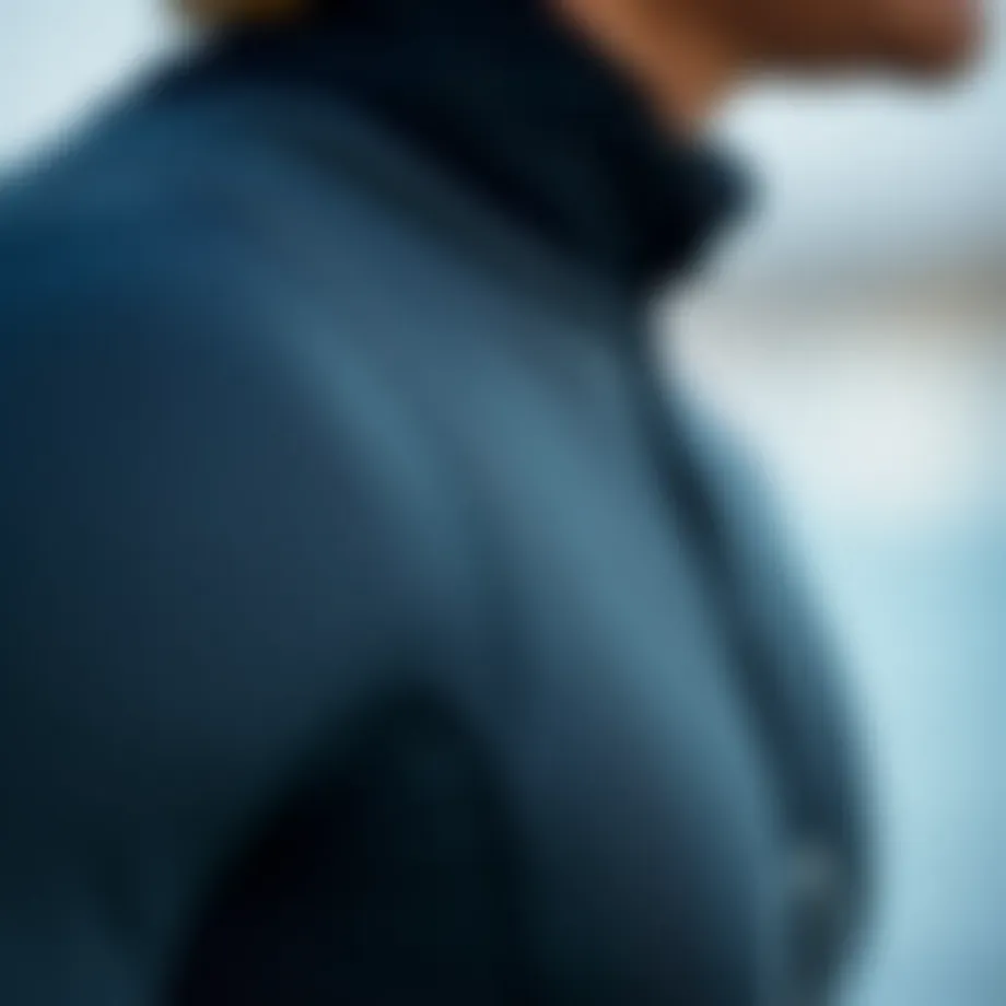 Close-up view of the Mystic wetsuit showcasing its intricate stitching and design elements