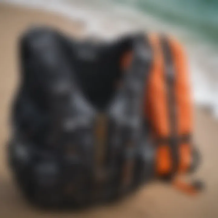 A detailed view of kitesurfing harnesses and safety gear arranged neatly, emphasizing their importance.