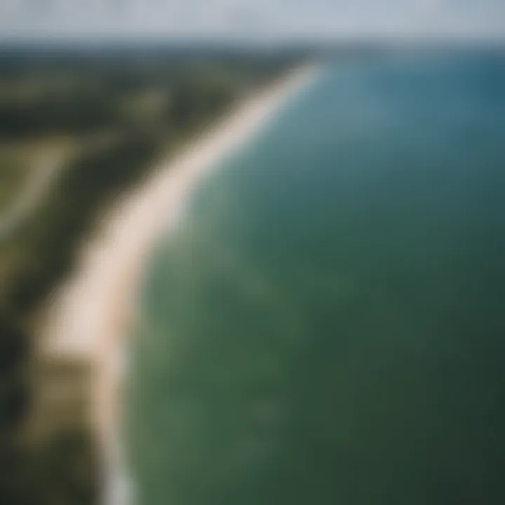 A panoramic view of a popular kiteboarding location in Georgia