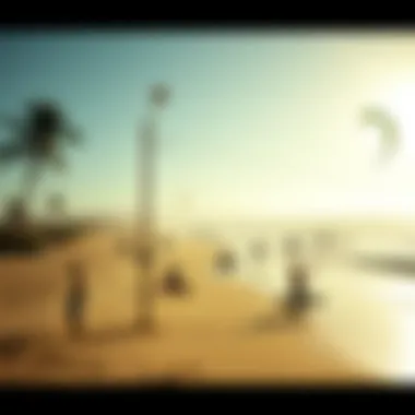 Community of kiteboarders enjoying a vibrant beach atmosphere