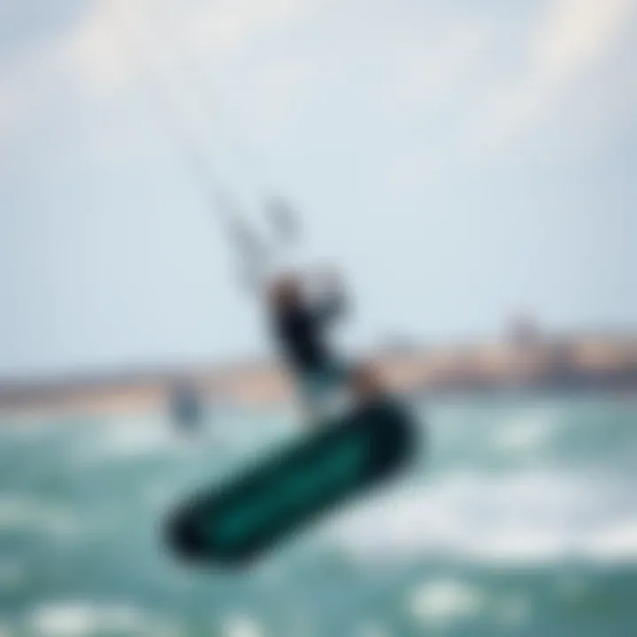 Sleek Design of Rise Aluula Kite Kiteboarding scene highlighting the sleek design of the Rise Aluula kite