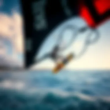 Aerial view of kiteboarder mastering wing control and maneuverability