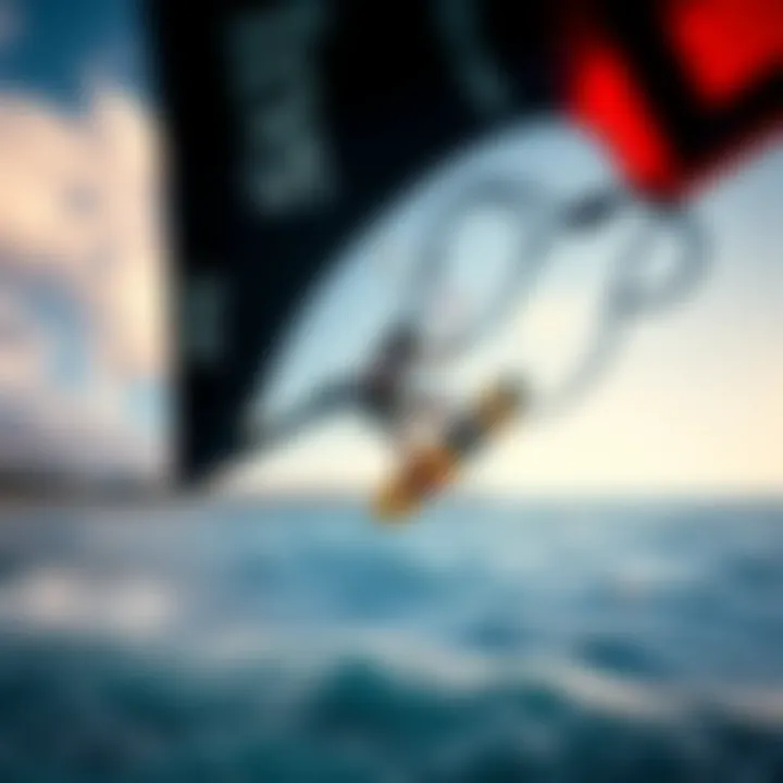 Aerial view of kiteboarder mastering wing control and maneuverability